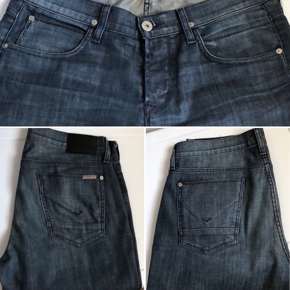 ♻️👖 BYRON 5 Pocket Straight HUDSON JEANS Med-Dark - Picture 8 of 15